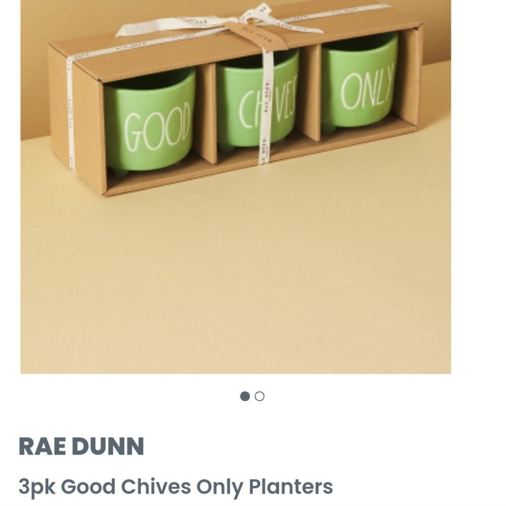 Rae Dunn "Good Chives Only" 3.5" Planter Set